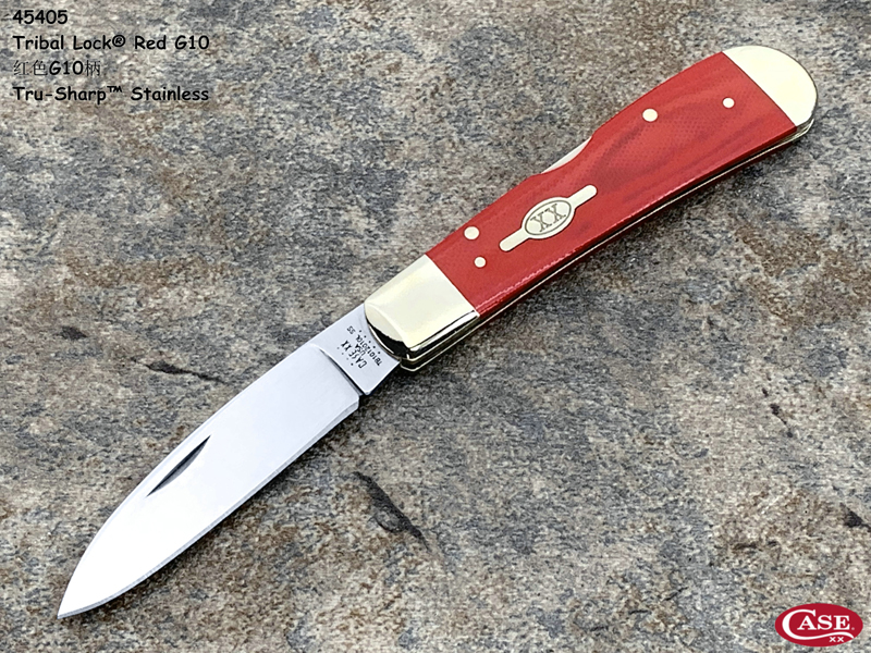 CASE 45405 Tribal Lock Tru-Sharp™ Stainless钢 红色G10柄 绅士折刀（现货）